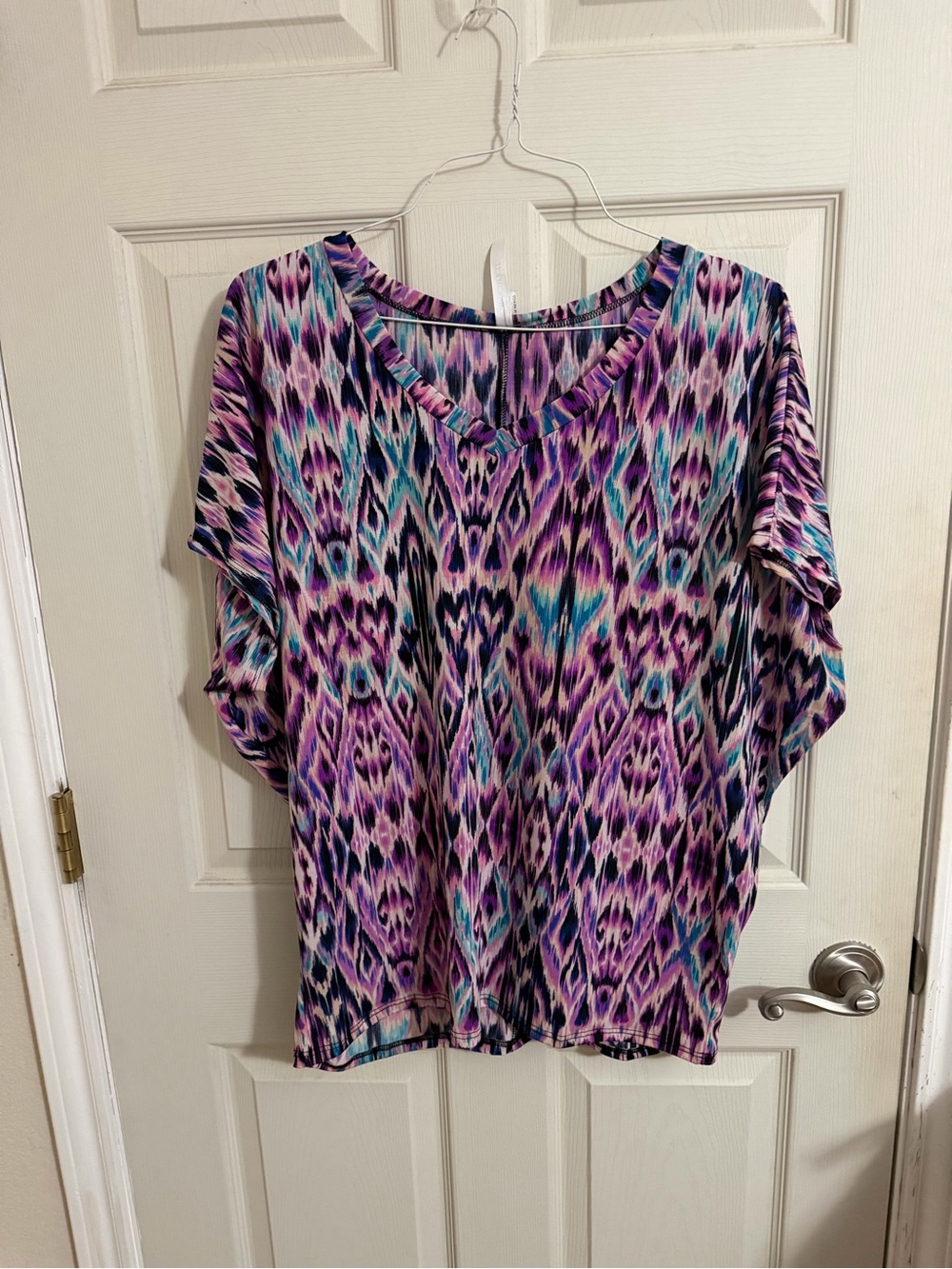 Dear Scarlett Short Sleeve Patterned Women's Top - Purple Multi